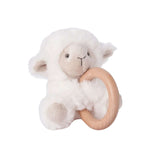 Plush Lamb Wooden Ring Rattle