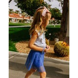 Girls Sky Blue Pleated Skirt
