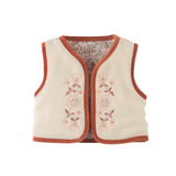 Baby Girl Glade Reversible Gilet With Embroidered Details - Offwhite