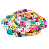 Assorted Colors Beaded Happy Face Bracelet
