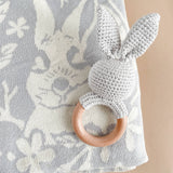 Cotton Rattle Teether - Grey Bunny