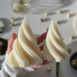 Large Swirl Christmas Tree Candle - Cream