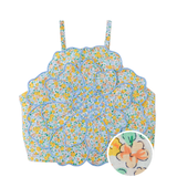 Girl Eloise Halter Top with Large Flower Appliqué & Contrast Stitching - Multicolor