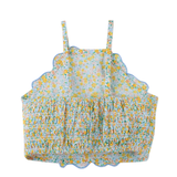 Girl Eloise Halter Top with Large Flower Appliqué & Contrast Stitching - Multicolor