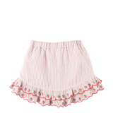 Girl Remi Ruffled Hem Skorts With Botanical Embroidery - Red