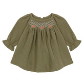 Bambula Smocked Blouse - Green Antique