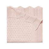 Blush Pointelle Cotton Knit Baby Blanket