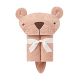 Rust Bear Hooded Baby Bath Wrap