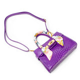 Vivid Crocodile Scarf Handbag: Purple