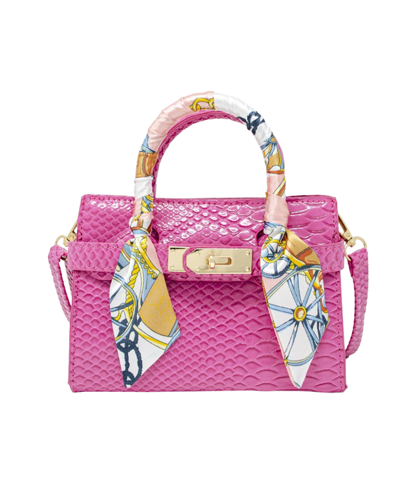 Crocodile Scarf Handbag - Hot Pink