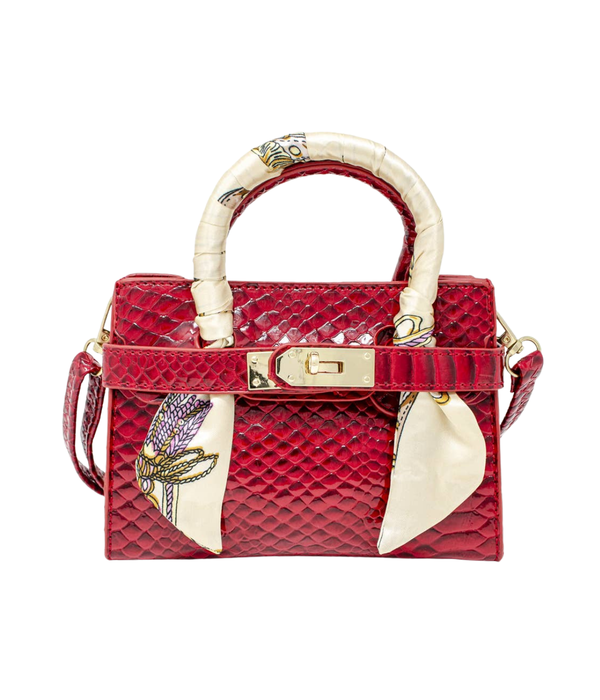 Crocodile Scarf Handbag - Red