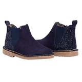 Glitter and Suede Chelsea Boots - Navy