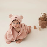 Rust Bear Hooded Baby Bath Wrap