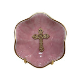 Lotus Flower Cross Jewelry Dish: Pink