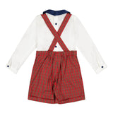 George Dungaree and Shirt - Red Tartan