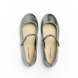 Classic Mary Janes in Silver Shimmer