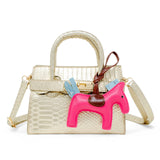 Crocodile Pony Handbag: Gold