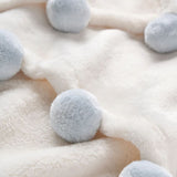 Pale Blue Pom Trim Fleece Baby Blanket