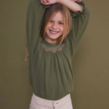 Bambula Smocked Blouse - Green Antique