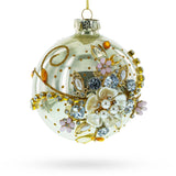 Exquisite Jeweled Flowers Adorning Glass Ornament