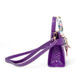 Vivid Crocodile Scarf Handbag: Purple