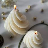 Large Swirl Christmas Tree Candle - Cream