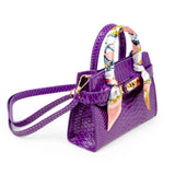 Vivid Crocodile Scarf Handbag: Purple