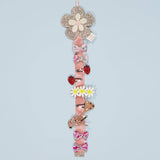 Wall-mounted barrette holder - Retro flower (Pink)