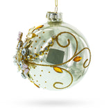 Exquisite Jeweled Flowers Adorning Glass Ornament