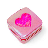 Girl's Sparking Sequin Heart Jewelry Box: Hot Pink