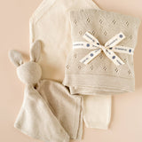 Pique Blanket + Bunny Lovey Birch Baby Set