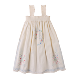 Girl Alessia Cross-Stitch Embroidered Dress - Off White