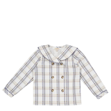 Ambroise, Boy Shirt, in Beige/Navy Tartan