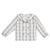 Ambroise, Boy Shirt, in Beige/Navy Tartan