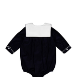 Ambroisinou, Smocked Boy Romper, in Navy Corduroy