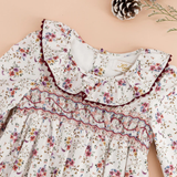 Anthéa, Smocked Girl Romper, in Winter Bouquet Print