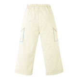 Girl Ariana Cargo Pants With Embroidered Pockets & Paperbag Waist - Blue/Green