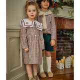 Arthur, Boy Shirt, in Burgundy and Pine Gingham