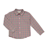 Arthur, Boy Shirt, in Burgundy and Pine Gingham