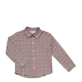 Arthur, Boy Shirt, in Burgundy and Pine Gingham