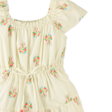 Girl Avery Embroidered Dress With Bubble Sleeves - Multicolor