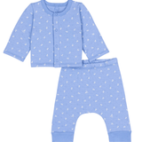 Baby Boy 2Pc Set Anchor Print Cardigan And Pants - Blue White