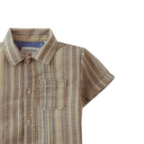 Baby Boy Billy Cotton Linen Shirt With Microstripes - Multicolor