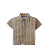 Baby Boy Billy Cotton Linen Shirt With Microstripes - Multicolor