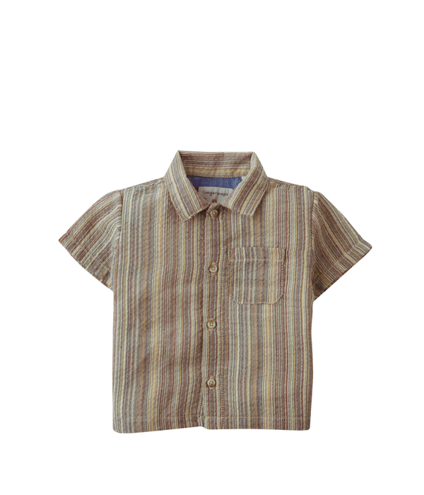Baby Boy Billy Cotton Linen Shirt With Microstripes - Multicolor
