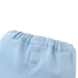 Baby Boy Dewey Garterized Shorts With Open Seam Accent Thread - Blue