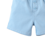 Baby Boy Dewey Garterized Shorts With Open Seam Accent Thread - Blue