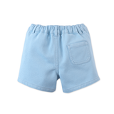 Baby Boy Dewey Garterized Shorts With Open Seam Accent Thread - Blue