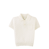 Baby Boy Jerome Triangle Polo Shirt With Ribbed Cuffs - White