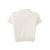 Baby Boy Jerome Triangle Polo Shirt With Ribbed Cuffs - White